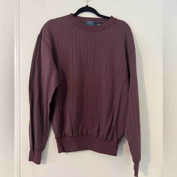 CREW Burgundy Striped Men's Sweater size M (J123) - Picture 2 of 9